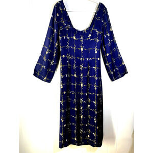 Sancia The Scarlet Dress AU Size M US 6 Sheath Maxi Long Flare Sleeve Blue New